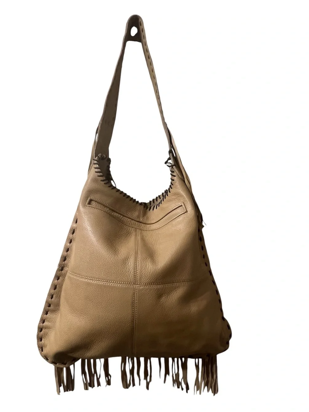 Muxo Fringe Hobo Shoulder Bag - Tan